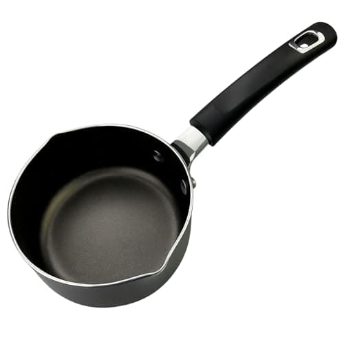 Image of 14cm Non-Stick Milk Pan with Soft Touch Handle, Saucepan with Double Pouring Spouts, Dishwasher Safe Sauce Pot (14cm)