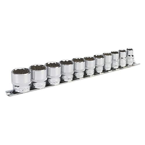Image of Sealey Ak2672 Socket Set 11Pc 3/8Sq Drive 12Pt Walldrive Imperial