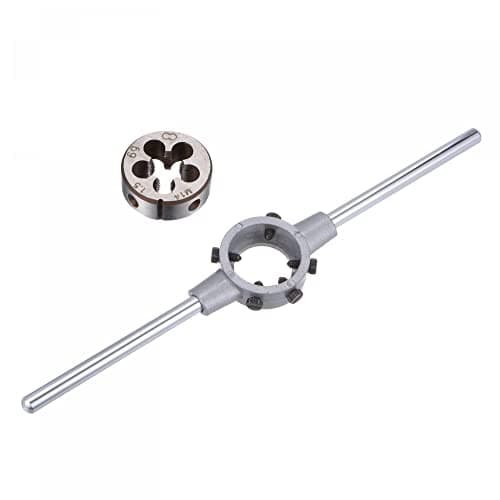 Image of sourcing map Die Stock Handle Wrench Set, M14 x 1.5 Threading Round Die and 38mm (Fit M12-M16 Dies) Holder Adjustable Wrench Hand Tool