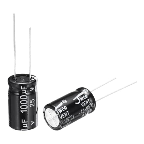 Image of sourcing map 1000uF 25V 10x17mm Electrolytic Capacitor, Radial Leads Aluminum Capacitors for TV, LCD Monitor, VCD, 10Pcs