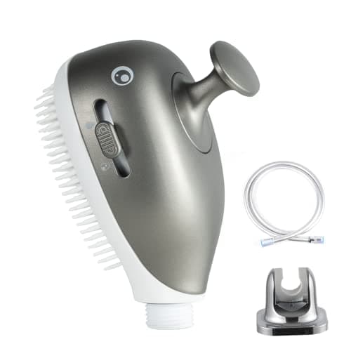 Image of Baby Bath Shower Head Shark Bath Sprayer For Kids With Soft Silicone Brush,With 1.5m PVC Shower Hose and Hand Shower Holder Gunmetal Gray
