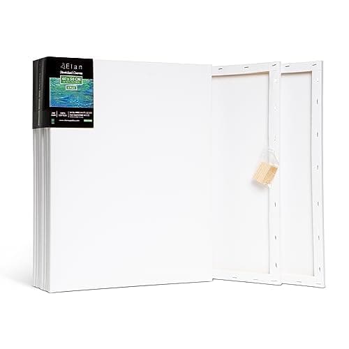 Image of Elan Stretched Canvases 40x50 CM, 6-Pack Art Canvases for Painting 280 GSM, Triple Primed Stretched Canvas for Painting, Blank Canvas 40x50 CM