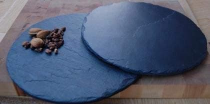 Image of Round Grey Slate Stylish Presentation Cheese Biscuit Serving Party Round Plate Board (200148)