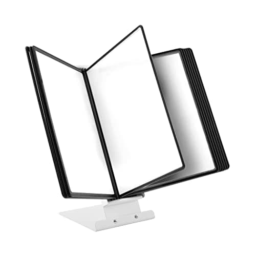 Image of LEVIATAN | Table Display Board System | Table Lectern | Document Organiser | Consultation and Presentation Documents | Plastic Case for Papers | Includes 10 Display Panels | Size: A4 | Colour: Black