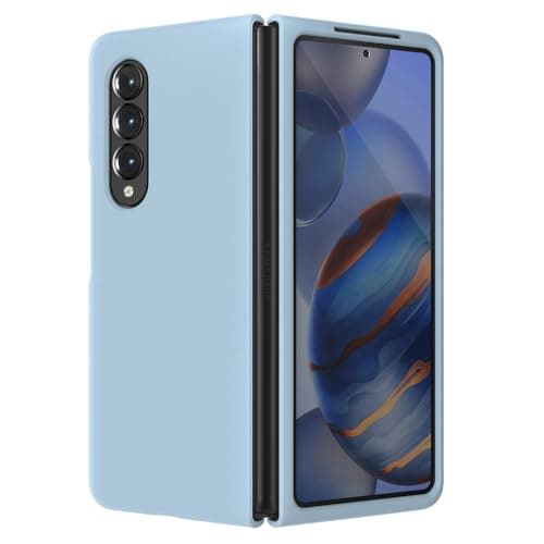 Image of OHLIGIA Samsung Galaxy Z Fold 3 Liquid Silicone Case Protective 3 Layer Shockproof Phone Cover with Anti-Scratch Soft Microfiber Lining for Galaxy Z Fold 3 5G (2021) (Light Blue)