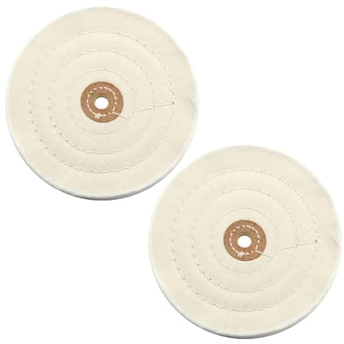 Image of 2 PCS Bench Grinder Polisher Cotton Buffing Polishing Wheel 6 inch for Bench Grinder with 1/2" Arbor Hole 50 Ply White Fine Cotton for Wood Metal Jade Jewelry Drill Polishing Kit