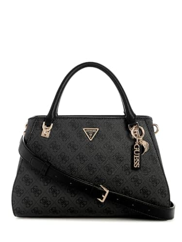 Image of GUESS Noelle II Luxury Satchel Coal Logo, Coal logo, One Size