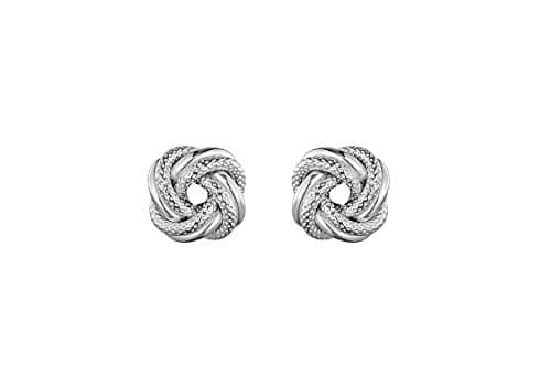 Image of Tuscany Silver Women's Sterling Silver Rhodium Plated 8 mm Textured Four-Way Knot Stud Earrings