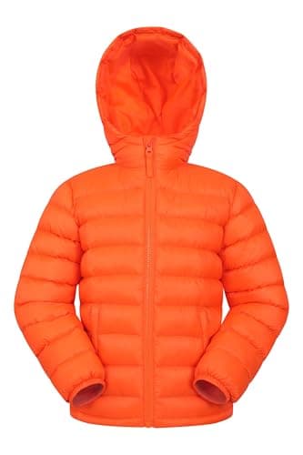 Image of Mountain Warehouse Seasons Padded Kids Puffer Jacket - Water Resistant, Lightweight & Insulated Coat, Boys & Girls - Spring Summer, School, Travel Bright Orange Kids Size 11-12 Years