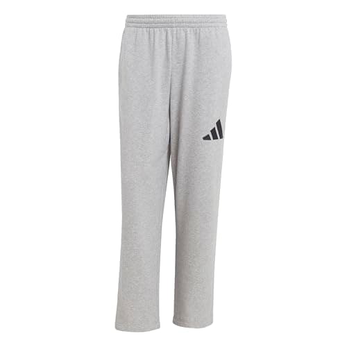 Image of adidas Men's Essentials Wide Leg Three BAR Pant, Medium Grey Heather/Black, L