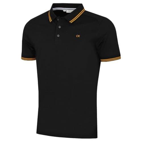 Image of Calvin Klein Mens Campus Tipped Polo Shirt - Black/Gold - L