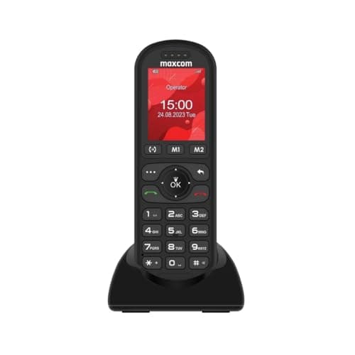 Image of Maxcom MM39D-SE Cordless Mobile Desk Phone for Home and Office use with SIM Card - No Landline Required 2.4" Screen USB-C Desktop Charger - UK Plug - Black