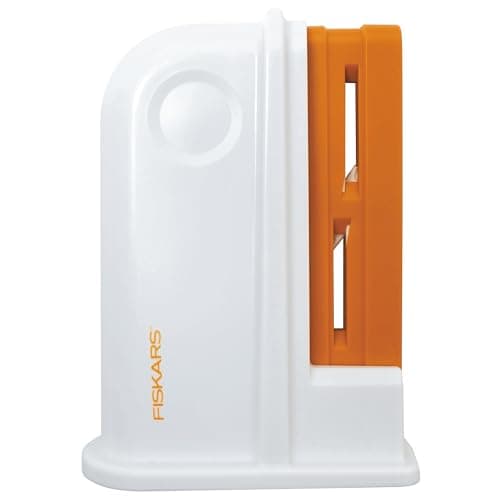 Image of Fiskars Universal Scissor Sharpener, For Right- and Left-handed PeopleScissorsn, Ceramic grinding heads / Plastic casing, White/Orange, 1020499