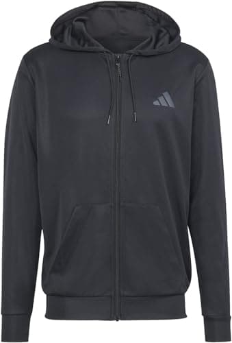 Image of adidas Men's Train Essentials Seasonal Full-Zip Hoodie, black, M