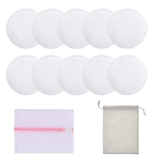Image of Lictin 10 Pack (5 Pairs) Organic Bamboo Nursing Pads, Reusable Nursing Breast Pads, Washable Breastfeeding Nipple Pads, Breast Milk Pads, with 1 Laundry Bag and 1 Storage Bag