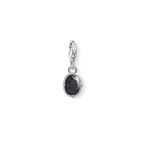 Image of Thomas Sabo Women Charm Pendant Black Stone 925 Sterling Silver 1669-643-11