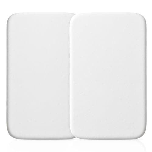 Image of Sasma Home - Pack of 2-100% Jersey Cotton Crib Next2Me Fitted Sheets - Next2Me Compatible Crib Fitted Sheet (50x85cm) Pack of 2 White
