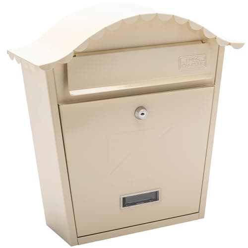 Image of Burg-Wachter MB01AC Antique Cream Classic Wall Mounted Galvanised Steel Lockable Weatherproof Post Box - 36x37x13cm