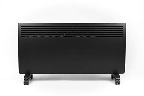 Image of Devola Electric Panel Heater Low Energy Wall Radiator, Eco Warm Energy Efficient Convector, Free Standing or Floor Stand, Adjustable Thermostat with Programmable Timer, Lot 20, 2400W, DVM24B - Black