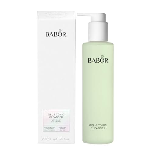 Image of BABOR Gel and Tonic Cleanser for oily and blemished skin, Anti-bacterial cleansing gel and toner in one, Vegan formula, Gel and Tonic 2 in 1, 1 x 200 ml