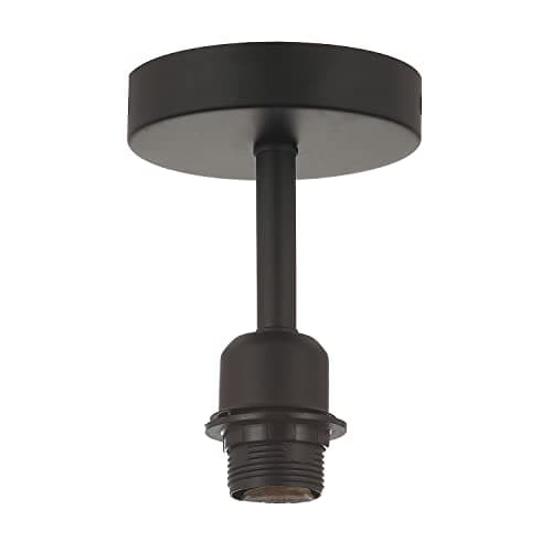Image of Happy Homewares Traditional Matt Jet Black Ceiling Light Fitting for Industrial Style Light Bulbs | 12cm x 17cm | Suitable for Lamp Shades with E27 Lamp Holder