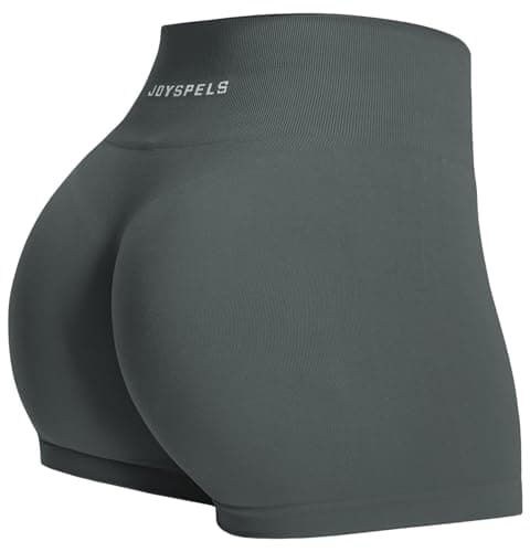 Image of JOYSPELS Seamless Gym Shorts for Women High Waist Booty Running Cycling Yoga Sports Workout Womens Activewear Shorts UK Dark Shadow Grey M