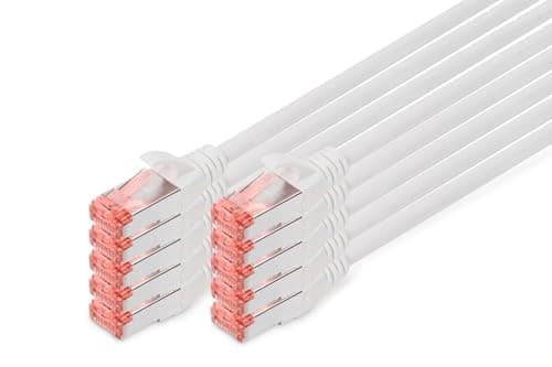 Image of DIGITUS LAN Cable Cat 6 - 0.5m - 10 Pack - RJ45 Network Cable - S/FTP Shielded - 1 Gbps - Compatible with Cat6A and Cat7 - Grey
