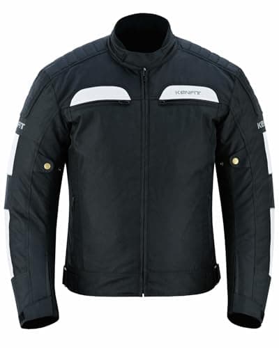 Image of Kenfit Men’s Motorcycle Jacket Size L – Waterproof Cordura Biker Riding Jacket with CE Armour & Reflective Panels, Black Touring Gear for Regular Build Riders