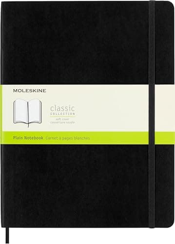 Image of Moleskine Classic Notebook, Notebook With Plain Pages, Soft Cover and Elastic Closure, Black, XL, 19 x 25 cm, 192 Pages