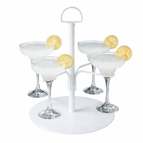 Image of bar@drinkstuff Small Cocktail Tree Stand White – Holds 4 Glasses, Metal Drinks Holder for Cocktails, Prosecco & Champagne – Party, Wedding & Bar Display