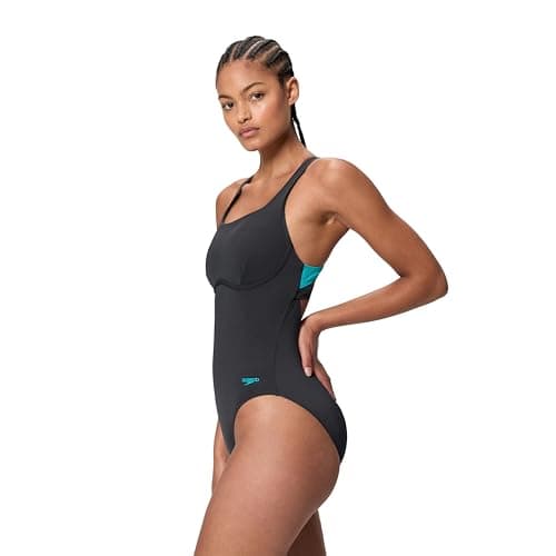 Image of Speedo Women's Solid Flex Band One Piece Swimsuit, Black, 40