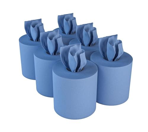 Image of Efforias Centrefeed Blue Rolls | Blue Recycled Paper Hand Towels | Multi-Purpose Use | 6 Pack