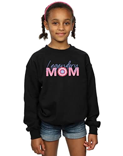 Image of Marvel Girls Avengers Captain America Mum Sweatshirt Black 3-4 Years