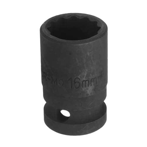Image of sourcing map 1/2" Drive x 16mm Shallow Impact Socket 12-Point Metric CR-MO Steel Nut Impact Grade Socket for Auto Repair