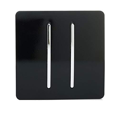 Image of Trendi 2 Gang (2 Way & Intermediate) Glossy 10 Amp Rocker Light Switch Piano Black