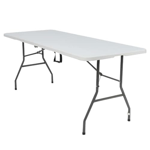 Image of Alivio 6ft Folding Table 180 x 70 x 74cm, Heavy Duty Trestle Table for Camping Buffet Wedding Market Garden Party Car Boot Stall Picnic Indoor Outdoor (White)
