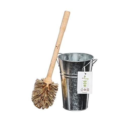Image of ECOLIVING PLASTIC FREE TOILET BRUSH & METAL HOLDER - SILVER - PACK OF 1