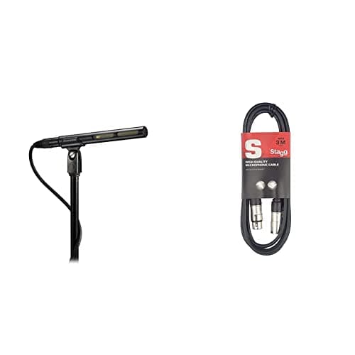 Image of Audio-Technica AT875R Line + Gradient Condenser Microphone & Stagg SMC3 3m XLR to XLR Plug Microphone Cable, Black