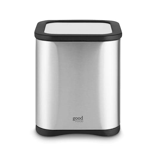 Image of GF826193 Good Food in partnership with Tower Airtight Biscuit Canister with Glass Viewing Window, Stylish Mirror Finish, 2.8L, Stainless Steel with Black Accents