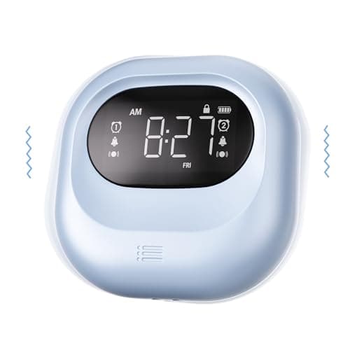 Image of Mesqool Alarm Clock for Heavy Sleeper, Battery Powered Vibrating Clock under Pillow, Rechargeable Clock with Adjustable Vibration and Volume, Bed Shaker Alarm Clock for Home and Travel