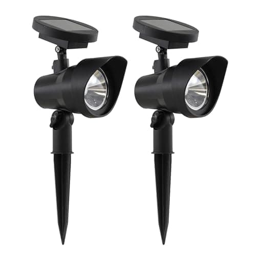 Image of GEEZY Adjustable Solar Spot Lights with Stakes Set of 2 – Warm White LED, Black, Auto On/Off Dusk-to-Dawn, Water & Weather Resistant – Solar Garden Lights for Outdoor Path, Patio, Lawn, Pool