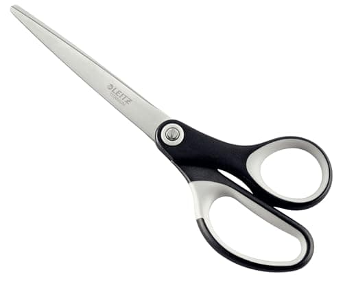Image of Leitz Titanium Scissors, Right or Left Handed (Ambidextrous), 180 mm, Office Stationary, Ergonomic Handle, Black