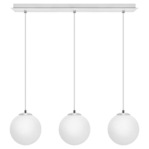 Image of Long Life Lamp Company 3 Light Chrome Pendant with White Globe Shades Modern Ceiling Light Fixture K450