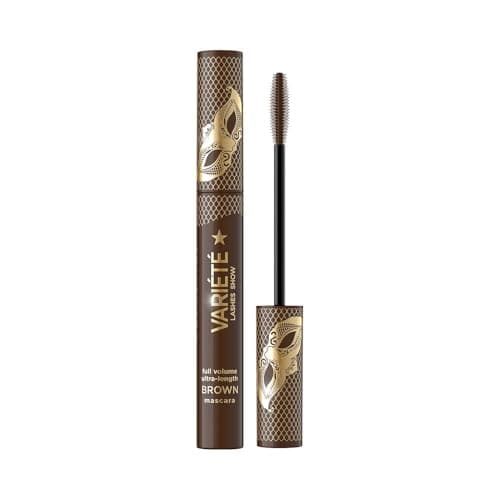 Image of Eveline Cosmetics Variété Brown Volumizing and Lengthening Mascara - Long-lasting, Clump-Free, Precision Silicone Brush, Ideal for Light Lashes