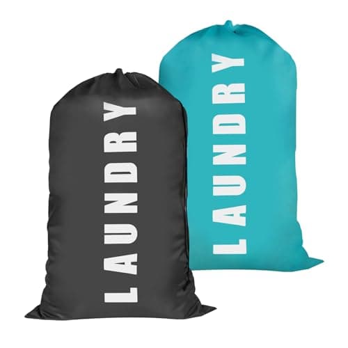 Image of 2 Pcs Large Laundry Bags, 24" x 36" Travel Laundry Bags for Travelling, Portable Waterproof Dirty Clothes Bags with Drawstring for Home Dormitory Bathroom Camping Holiday Travel Essentials