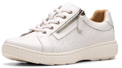 Image of Clarks Caroline Rio Women's Sneaker, White leather, 41.5 EU Weit