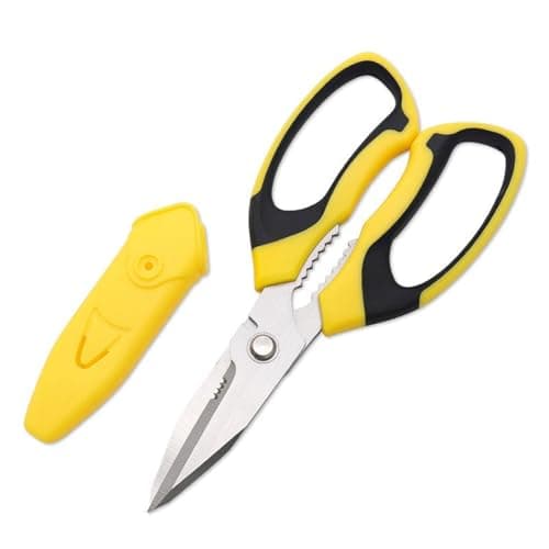 Image of Heavy Duty Scissors - 9" Sharp Scissors with Stainless Steel Precision Blades, Soft Grip Handles - Wallpaper Shears, Durable & Comfortable Cutting for Carpet, Cardboard, Leather and Fabric & Plastic