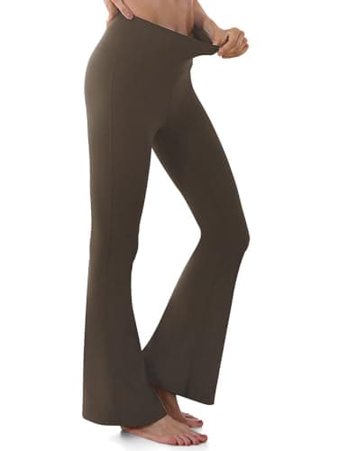 Image of GroYolan Flared Leggings for Women High Waisted Bootcut Yoga Pants Comfy Lounge Yoga Trousers for Workout Casual Office Coffee