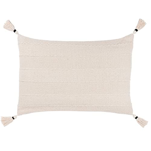 Image of Furn. Yard Caliche Textured Tasselled Cushion Cover – Braided Stripes Cotton Weave (Natural – 40x60cm)