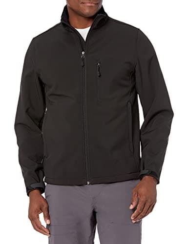 Image of Amazon Essentials Men's Water-Resistant Softshell Jacket, Black, XS
